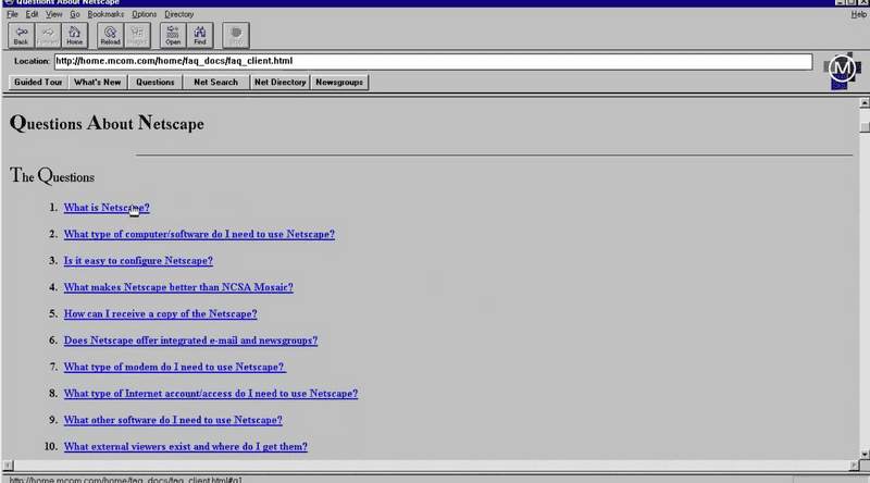 mosaic netscape 0.9 브라우저
